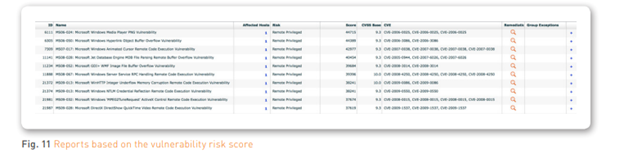 Fig. 11 Reports based on the vulnerability risk score