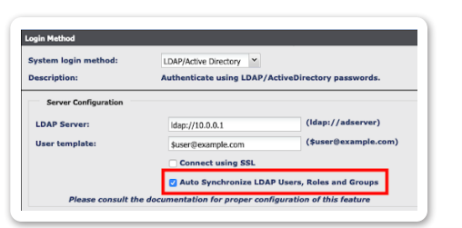Fig. 2 The Active Directory integration is activated through this checkbox
