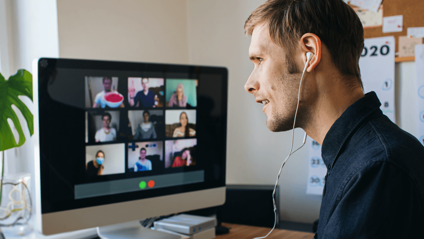 Photo of a person attending an online training meeting