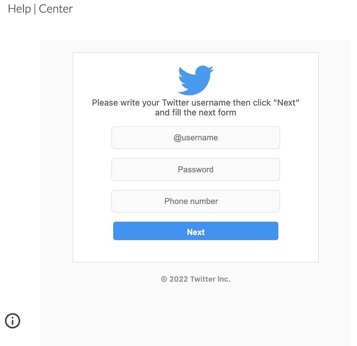 Twitter Phish Page