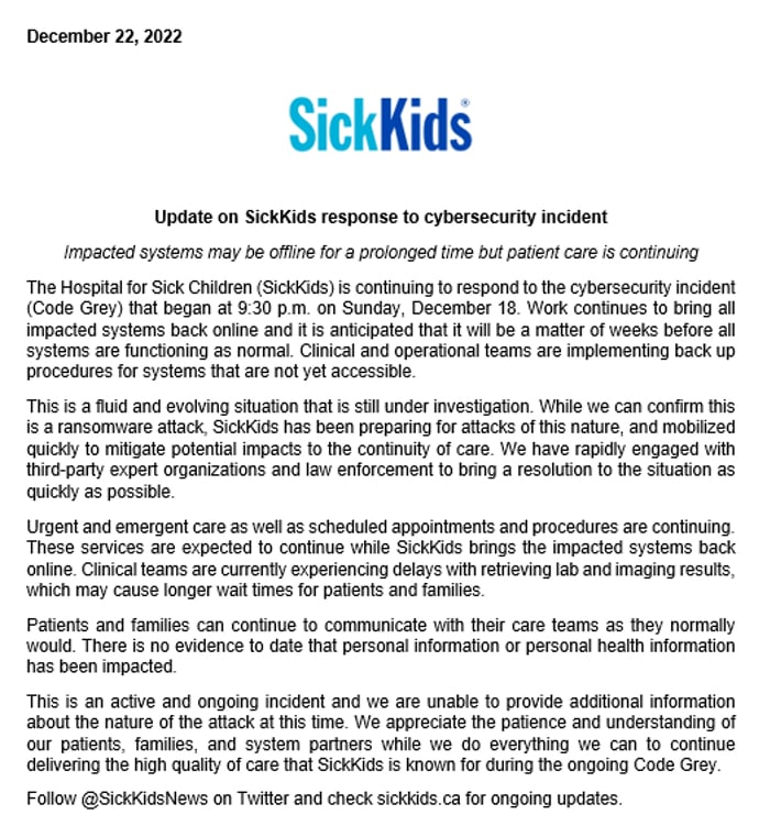 sickkids statement