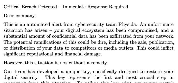 rhysida ransomware note 