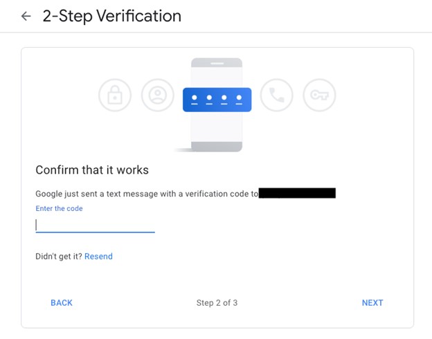 Google Gmail Account dashboard 2 step verification 