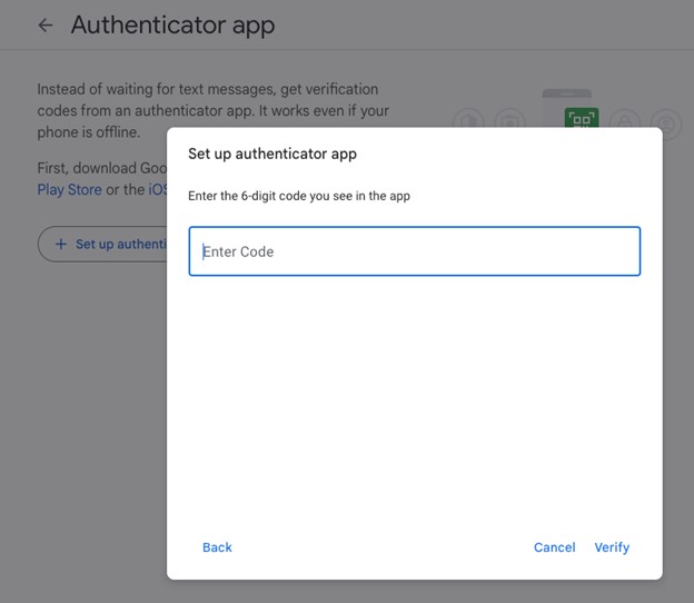 Google Gmail Account dashboard authenticator app