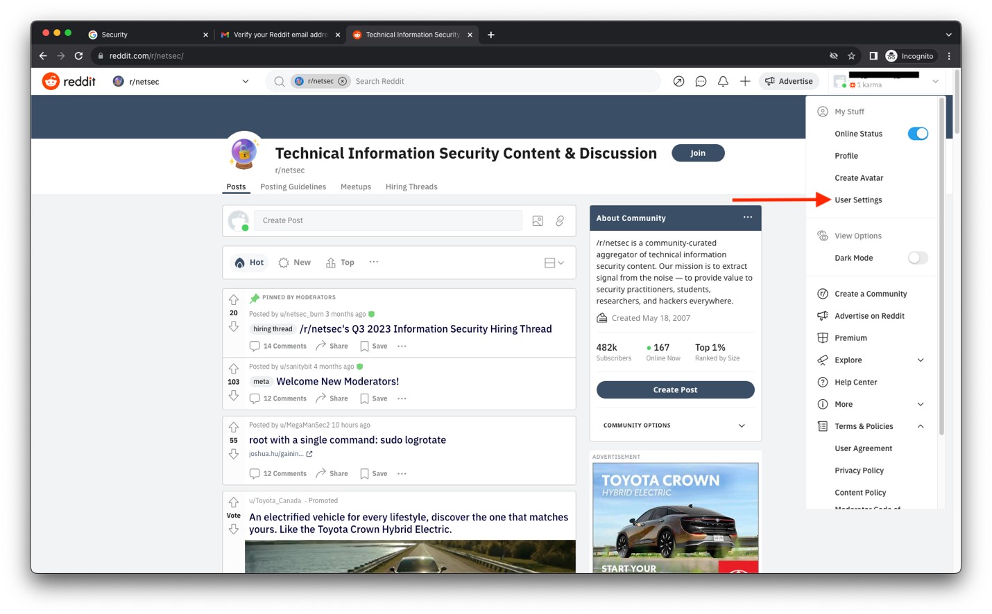 Reddit technical information security dashboard