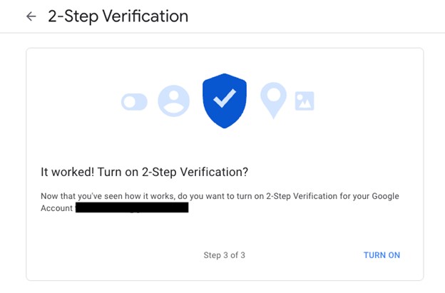 Google Gmail Account dashboard 2 step verification 