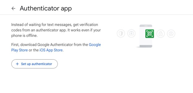 Google Gmail Account dashboard authenticator app