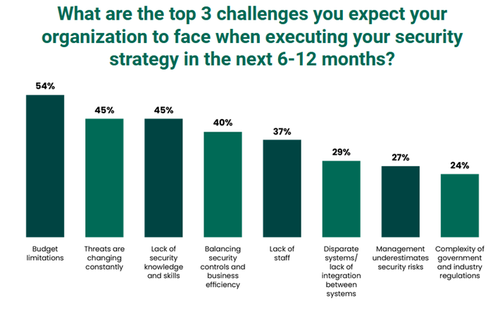 Bar chart showing top 3 challenges in the next 6 to 12 months