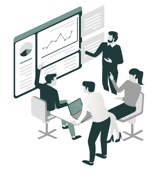 Illustration of security professionals viewing a presentation