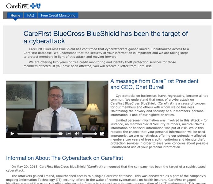 Security breach 2015 carefirst bluecross blueshield nuanced thinking